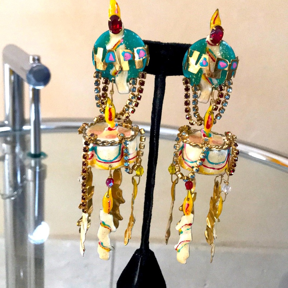 Vintage Lunch at the Ritz Happy Birthday earrings